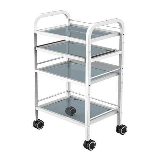 Skinmate Beauty Spa Cart White with 4 Glass Shelves