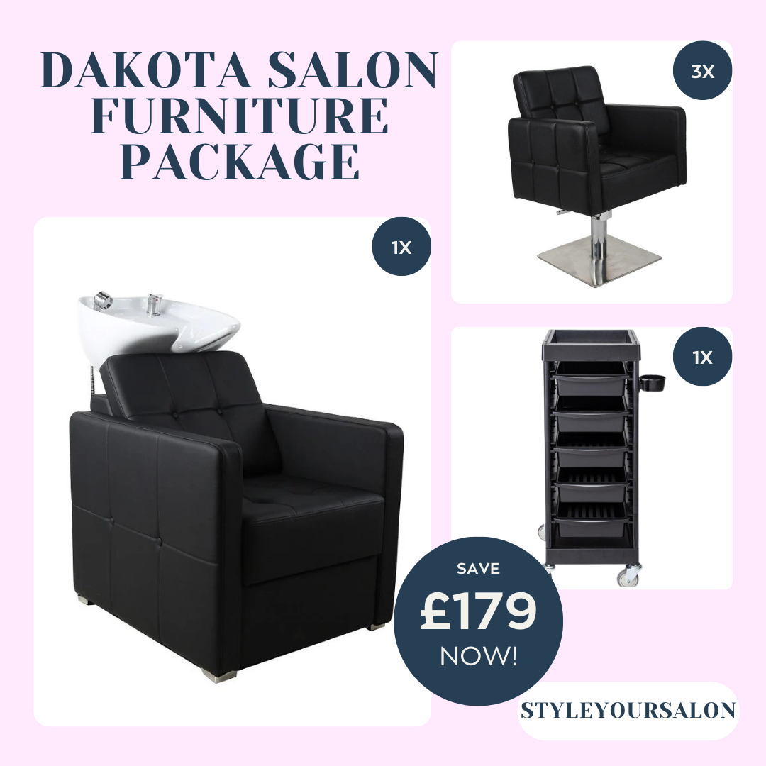 Dakota Complete Salon Furniture Package - 3 Chairs, Backwash Unit & Trolley