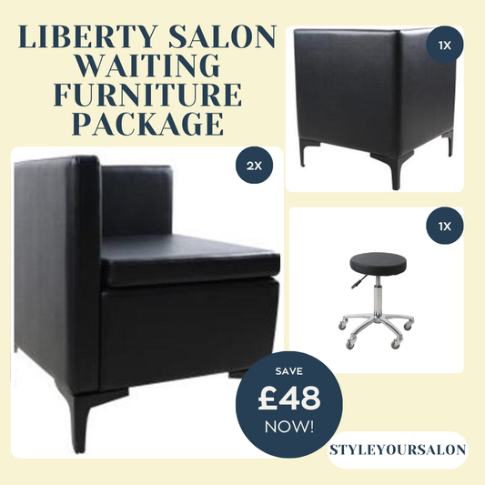 Liberty Salon Waiting Furniture Package - 2 Waiting Chairs, Table & Stool
